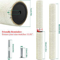 Cat Scratching Post Replacement Pole - M8*4poles / 30 cm / 11.81 in Beige - image 2