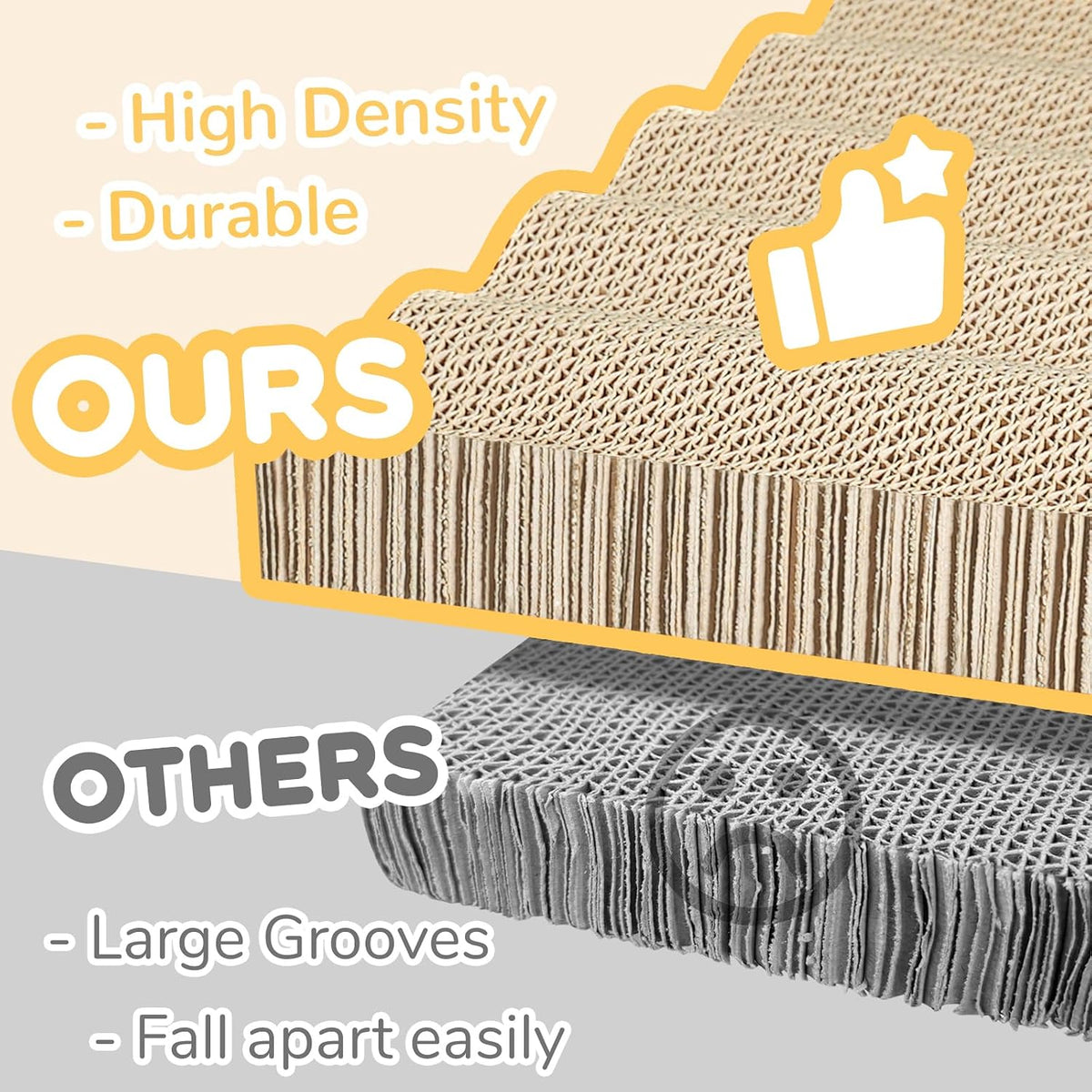 Cat Scratch Pad, 3 Packs Corrugated Cardboards Cat Scratcher Pads for Indoor Cats, Durable - wood(M) - image 3