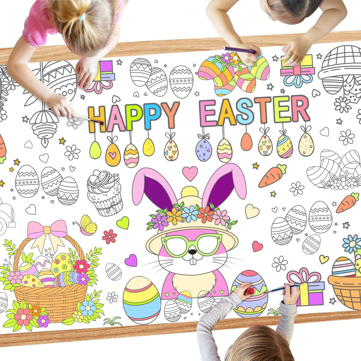 SperinGeen Thanksgiving coloring tablecloth for kids with holiday designs - view 3