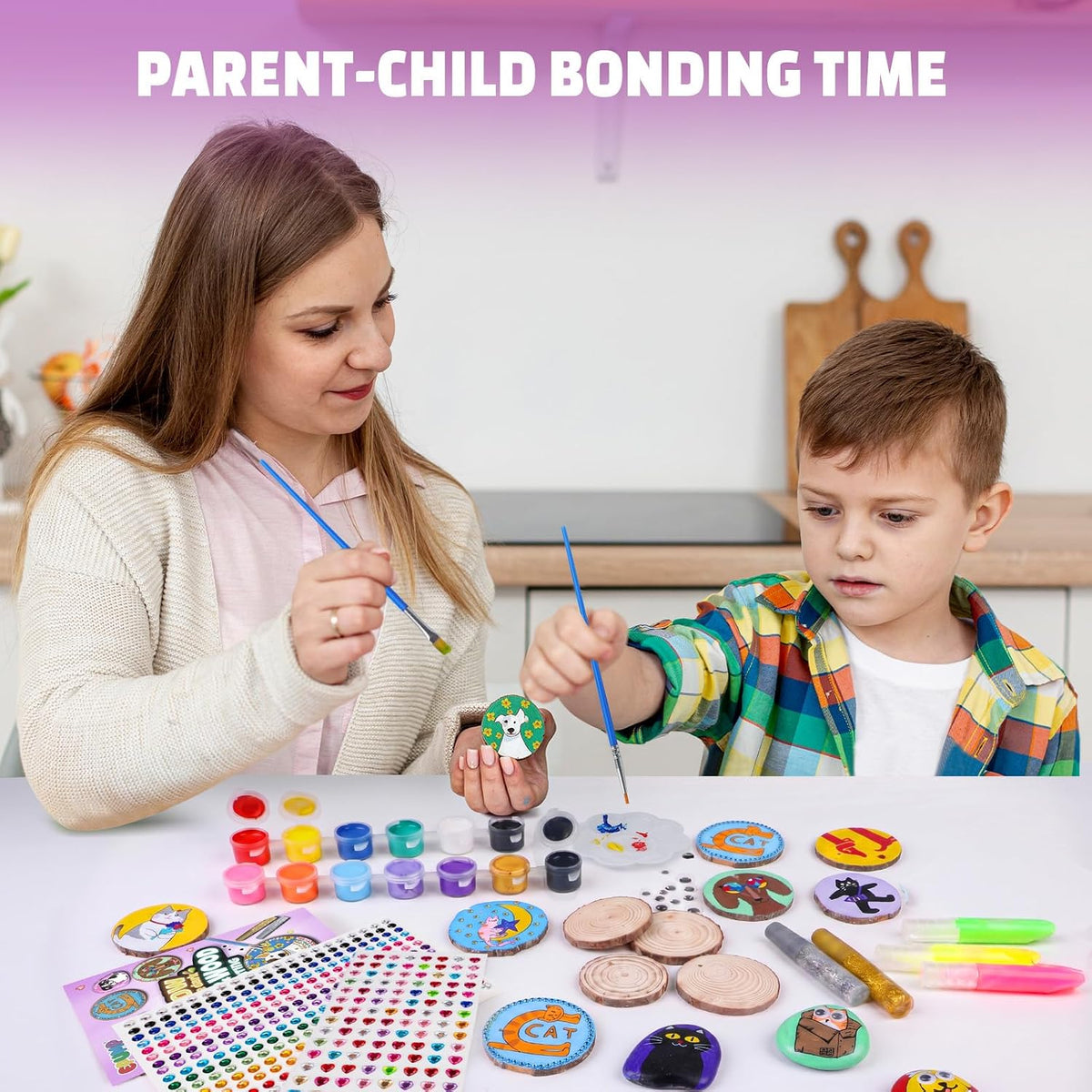 EPUMP Glow in the Dark Wooden Painting Kit for Kids - Wooden & Rock Painting Kit - image 3