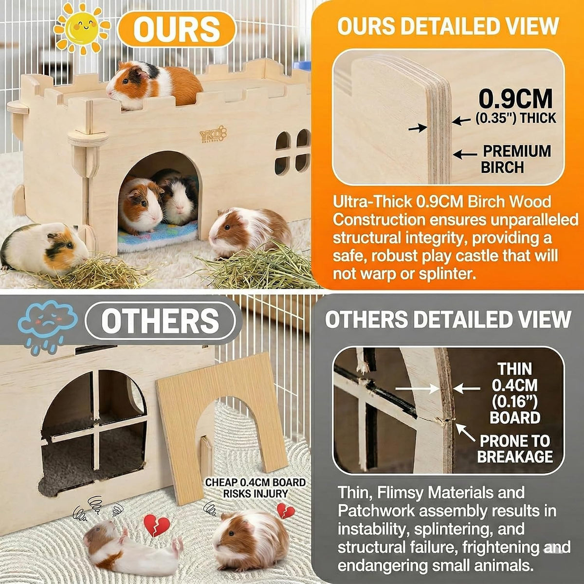Castle Chinchilla House, Guinea Pig Hideout – Essentials for Small Pets - Large Assembly Style - image 3