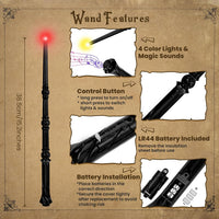 KingVows Light Up Magic Wizard Wand with 4 Color Lights & Sound - Brown & Black - image 3