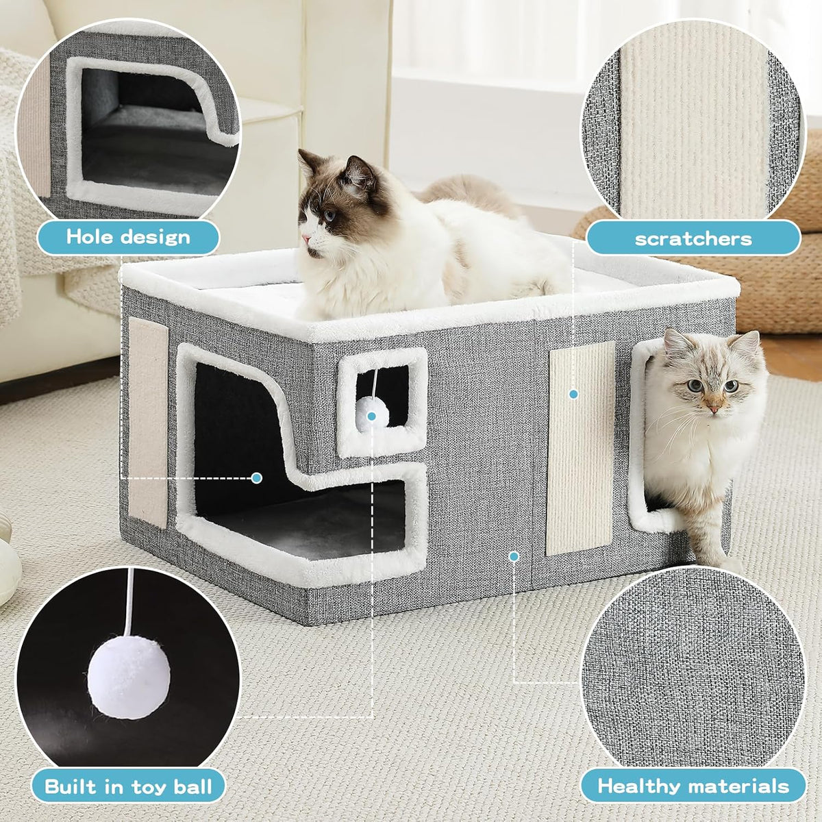 Cat Houses for Indoor Cats - Grey / X-Large - image 2
