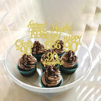 24PCS Black Happy 50th Birthday Cupcake Toppers Fifty Straight Outta - Gold / 90th - image 4