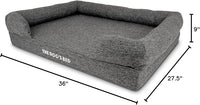 The Dog’s Bed, Large Grey Linen 36x27, Memory Foam, Pain Relief: Arthritis, Hip & Elbow Dysplasia, Post Surgery, Lameness, Supportive, Calming, Waterproof Washable Cover, Veterinary Approved