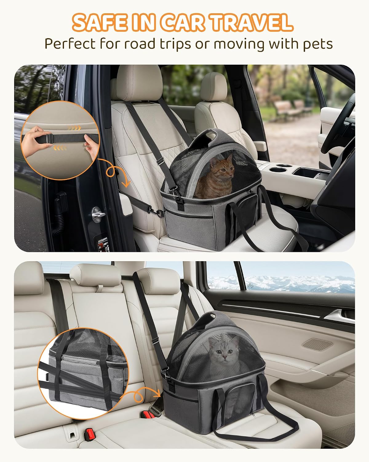 BurgeonNest Top-Expandable Cat Carrier with Semi-Open Canopy - Grey / Medium-Full-Open - image 4