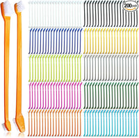 200 Pcs Dog Toothbrush Cat Tooth Brushes Bulk, Double Sided Brushing Kit, Teeth Cleaning Kit Soft Bristles Long Handle, Pet Tooth Brush for Small to Large Dog, Cat, Puppy & Kitten, 10 Colors
