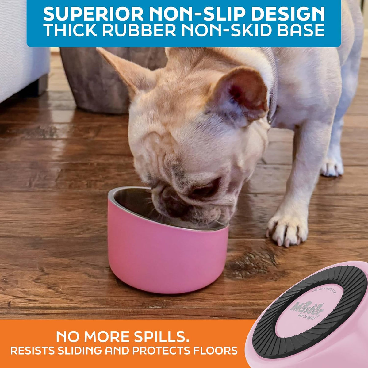Master Pet Supply Stainless Steel Slanted Dog Cat Food Bowl 24 oz - Rose Quartz / 1 Cup (8 oz) - image 3