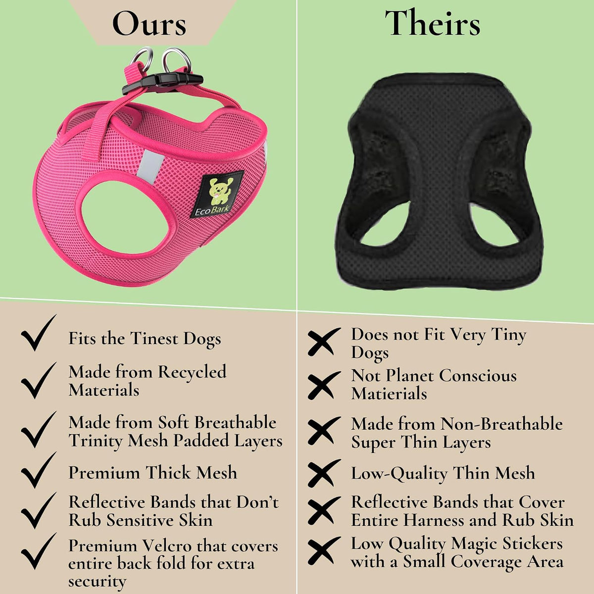 EcoBark XXS Dog Harness, Soft Step in Teacup Puppy Mesh Vest - Medium-11 to 17 lbs-Chest Up to 16 in (Pack of 1) / Pink - image 3