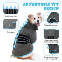 Super Absorbent Dog Bathrobe - Grey, Teal edging / Small - image 3