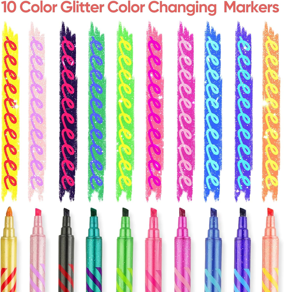 JoyCat 10 Color Changing Markers for Kids Ages 4-8 - Glitter Color Changing Markers - image 2