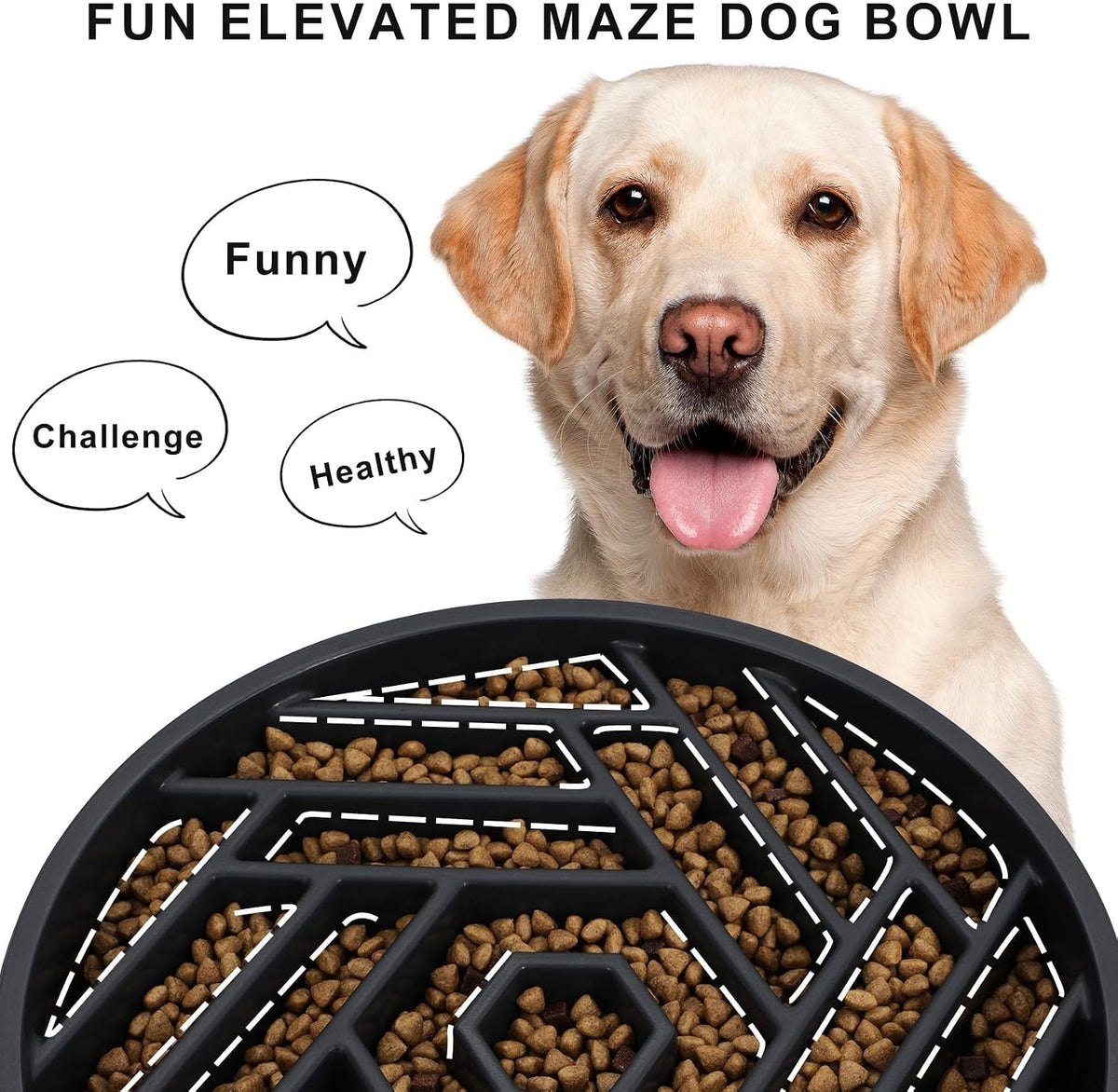 TOBYTO Slow Feeder Dog Bowls Large Medium Breed - Black - image 3