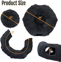 R1M Cat Tunnel Bed for Indoor Cats, Cute Cat Donut Tunnel Toys for Small, Larger Cats with Two Fish Cat Toys, Round Pet Peekaboo Cave Toy for Kitten, Dark Grey