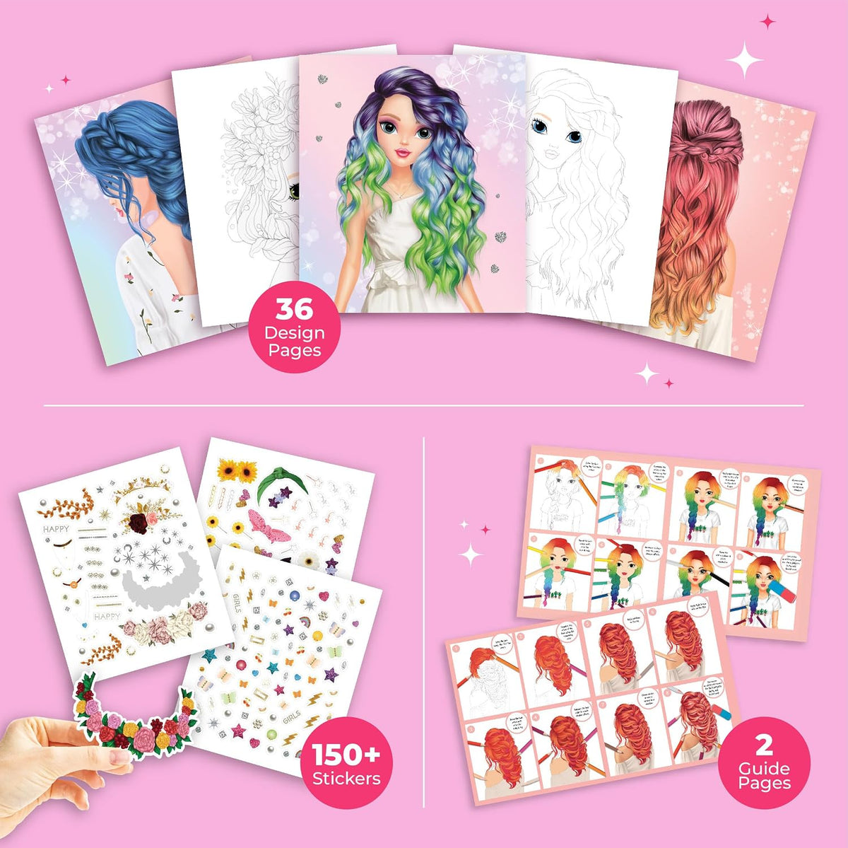 BSCOOL Nail Art Book for kids Stickers and Design Guides. - Multipack - Create Hairstyle and Nail Studio - image 3