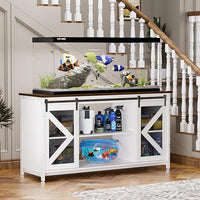 55-75 Gallon Aquarium Stand Heavy Duty Steel Frame, Fish Tank Cabinet with Accessories Storage for Reptile Terrarium & Turtle Tank - 1000lbs Capacity (White)