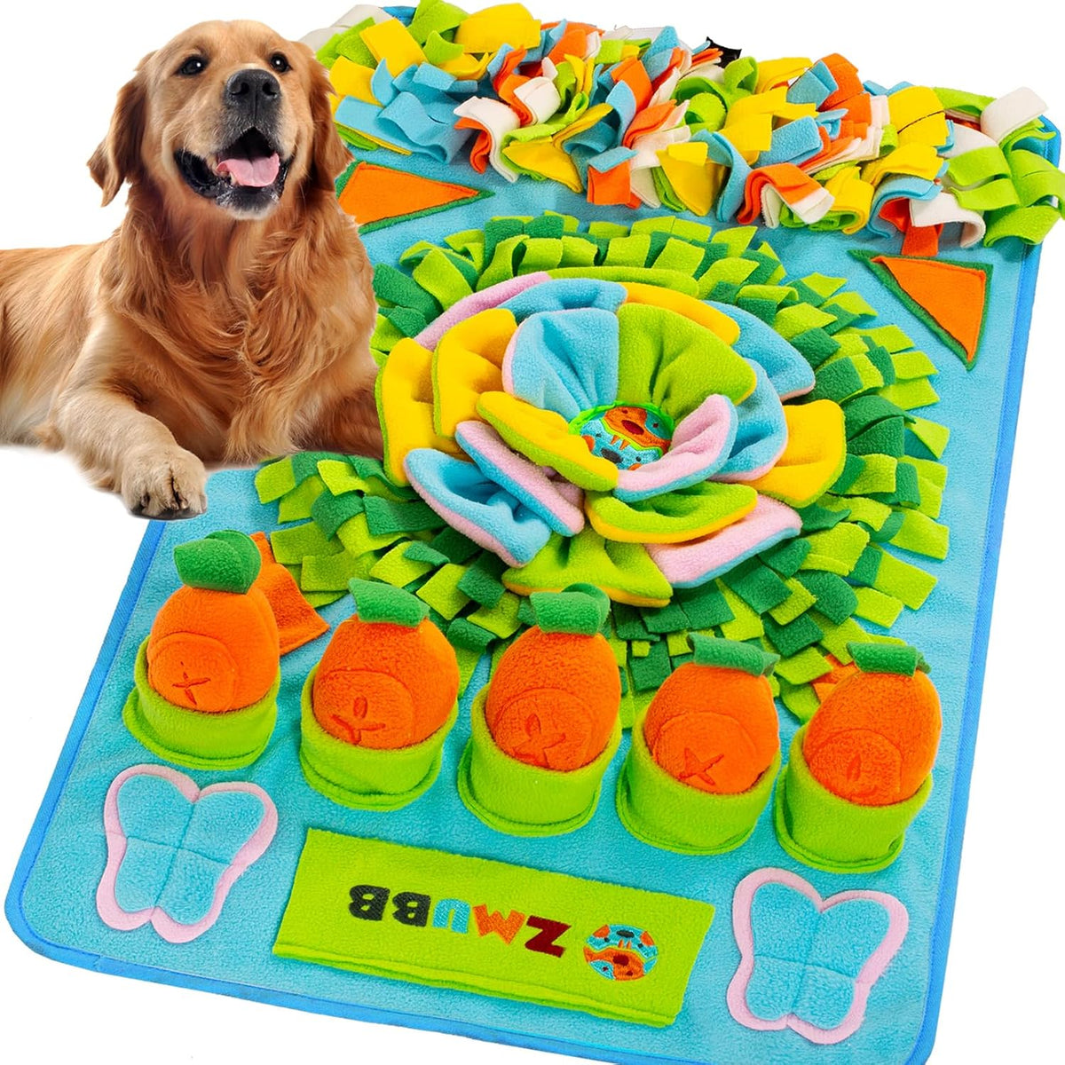 Pet Snuffle Mat for Dogs Sniff Mat Nosework Feeding Mat Slow Feeder - 31''x19''（blue）