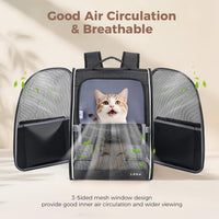 Lekereise Dog Carrier Backpack for Small Medium Dogs Cats up to 18 lbs - Black / L-Mesh Window - image 3