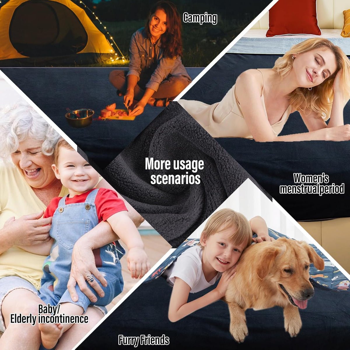Waterproof Blanket for Bed Couch Sofa, Reversible & Reusable Cat - 80"x90" / Black/Light Grew - image 4