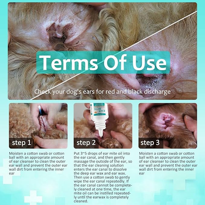 Ear Mite Treatment for Dogs 2PACK, Dog Ear Infection Treatment, Dog Ear Mite Treatment, Dog Ear Drops Alleviation Suffering from Ear Mites & Itching and Odours Stinky Stuff, Dogs Ear Care Solution