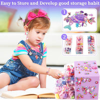 Drabac kids jewelry set with clip-on earrings, rings and necklaces in a purple organizer box - view 7
