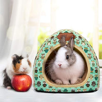 BWOGUE Guinea Pig Bed Warm Cave Beds Hamster House Large Hide-Out for Rabbit Guinea Pigs Bearded Dragon Rats Winter Warm Cage Nest,Green