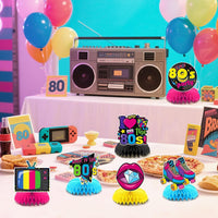 10 Pcs 80s Party Decorations, 1980s Table Honeycomb Centerpieces – Fun for Kids & Family - 80s Retro Style - image 4