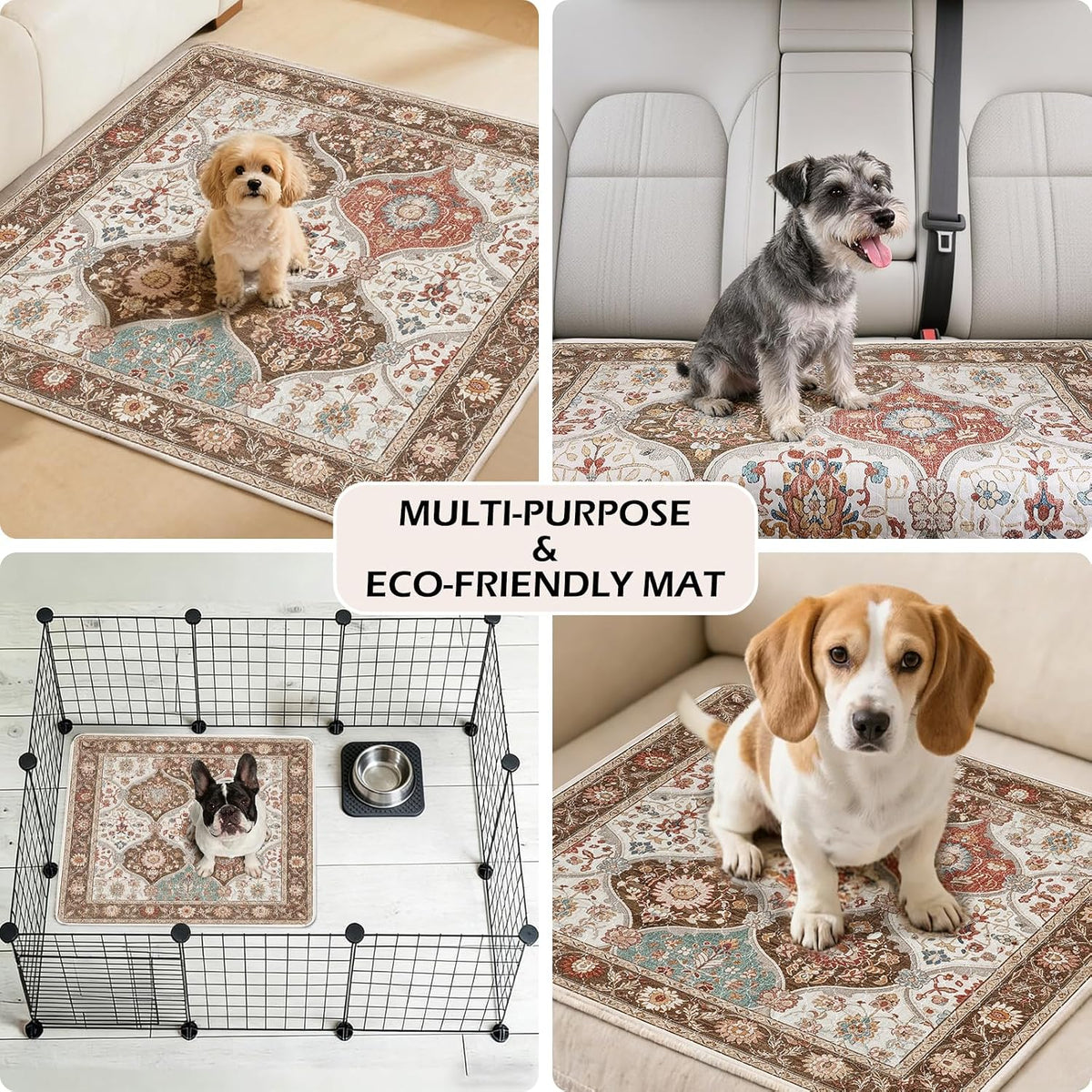 Washable Pee Pads for Dogs 72"x72" Reusable Dog Pads Extra Large - Brown / 36x34 Inch (Pack of 2) - image 4
