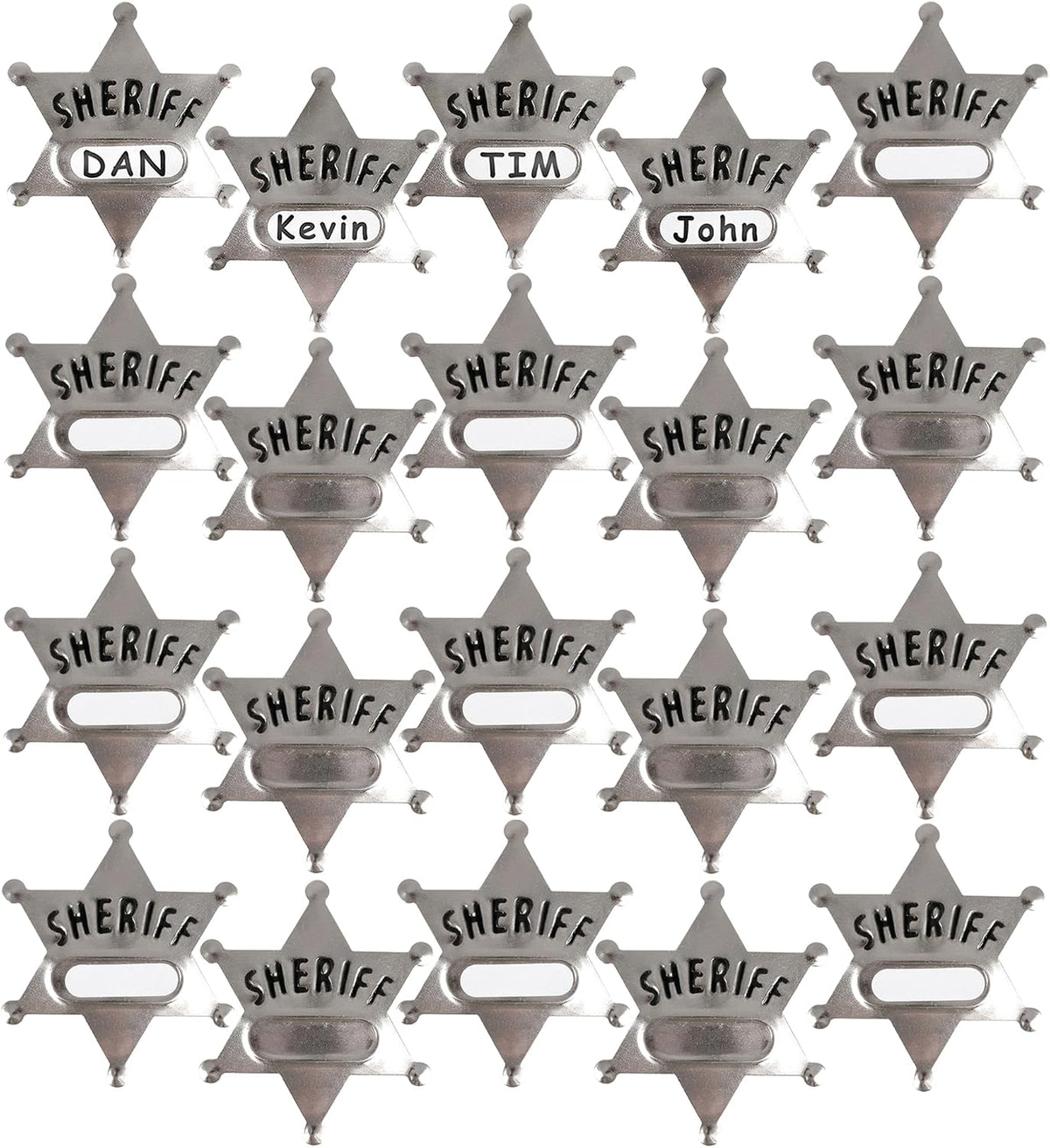 Silver Metal Sheriff Badges Western Cowboy Deputy Star Badges – Fun for Kids & Family