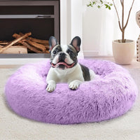 JOLLYVOGUE Small Dog Bed, Calming Dog Beds for Small Dogs & Indoor Cats - 20 Inches Donut Washable - Purple / 31.0"L x 31.0"W x 8.0"Th