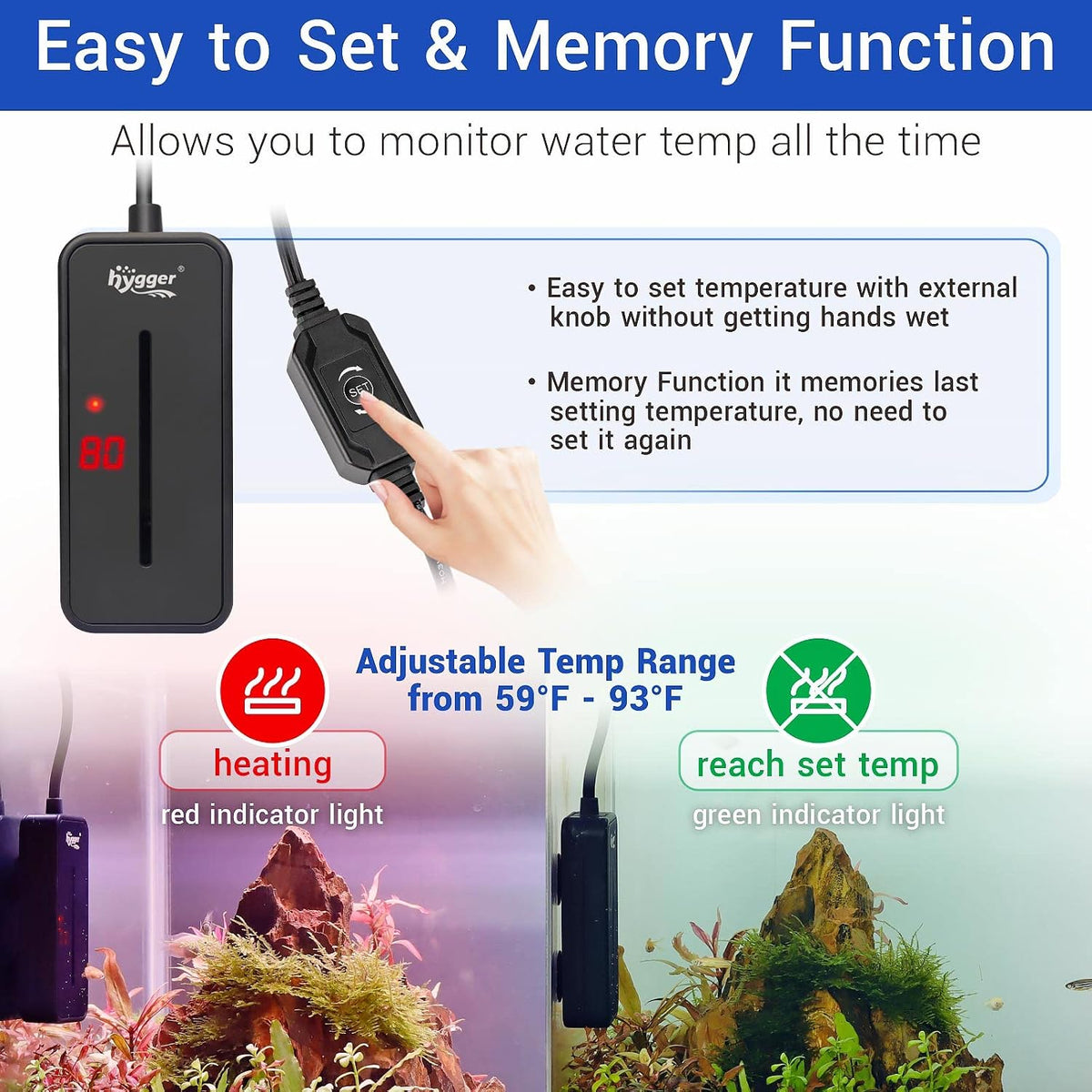 hygger Small Submersible Aquarium Heater 25W Mini Betta Fish Tank - Medium - image 3
