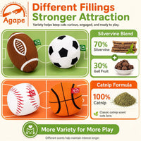 Agape Organic Catnip & Silvervine Filled Cat Toy Balls with Bell Sound – Essentials for Cats - 2 Ball Set - image 2