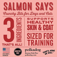 Polkadog Salmon Says Training Bits - Omega-3 Rich, Low Fat Healthy Dog Treat - Digestible, Vitamin & Mineral Packed Dog Snacks - Crunchy 3-Ingredient Treat, Ideal for Dogs with Allergies - 7oz