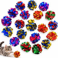 Cat Crinkle Ball Toys, Interactive Cat Toys for Swatting - 20 Packs