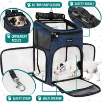 PetAmi Dog Backpack Carrier - Navy / 12.5"L x 12.0"W x 16.5"H - image 3