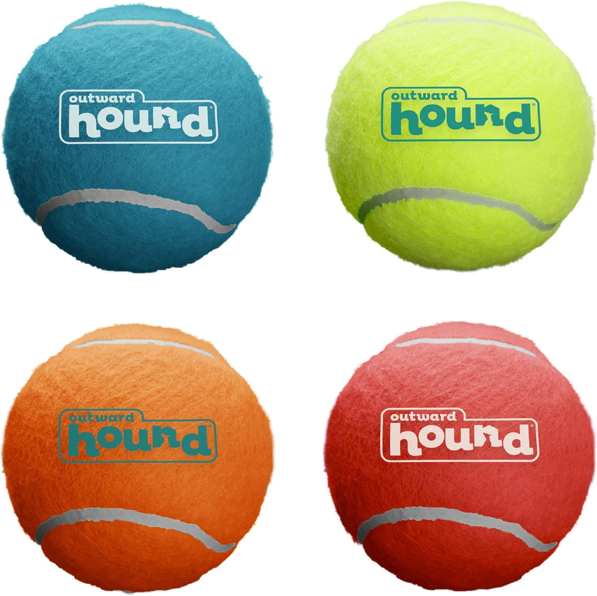 Outward Hound Squeaker Ballz Tennis Ball Dog Toy, 2.5", 4‑Pack - Multi Squeaker Balls / Medium / 4-Pack