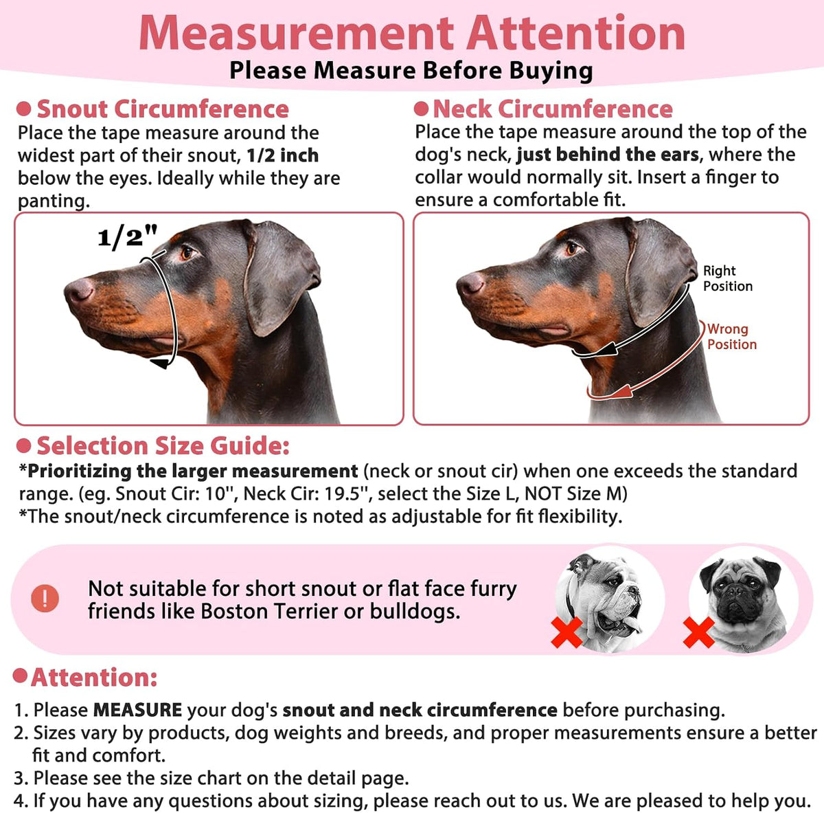 Soft Dog Head Collar, Patented Padded No Pull Training Head Halter – Essentials for Dogs - Pink / XL (Snout 12"-17.5") - image 3