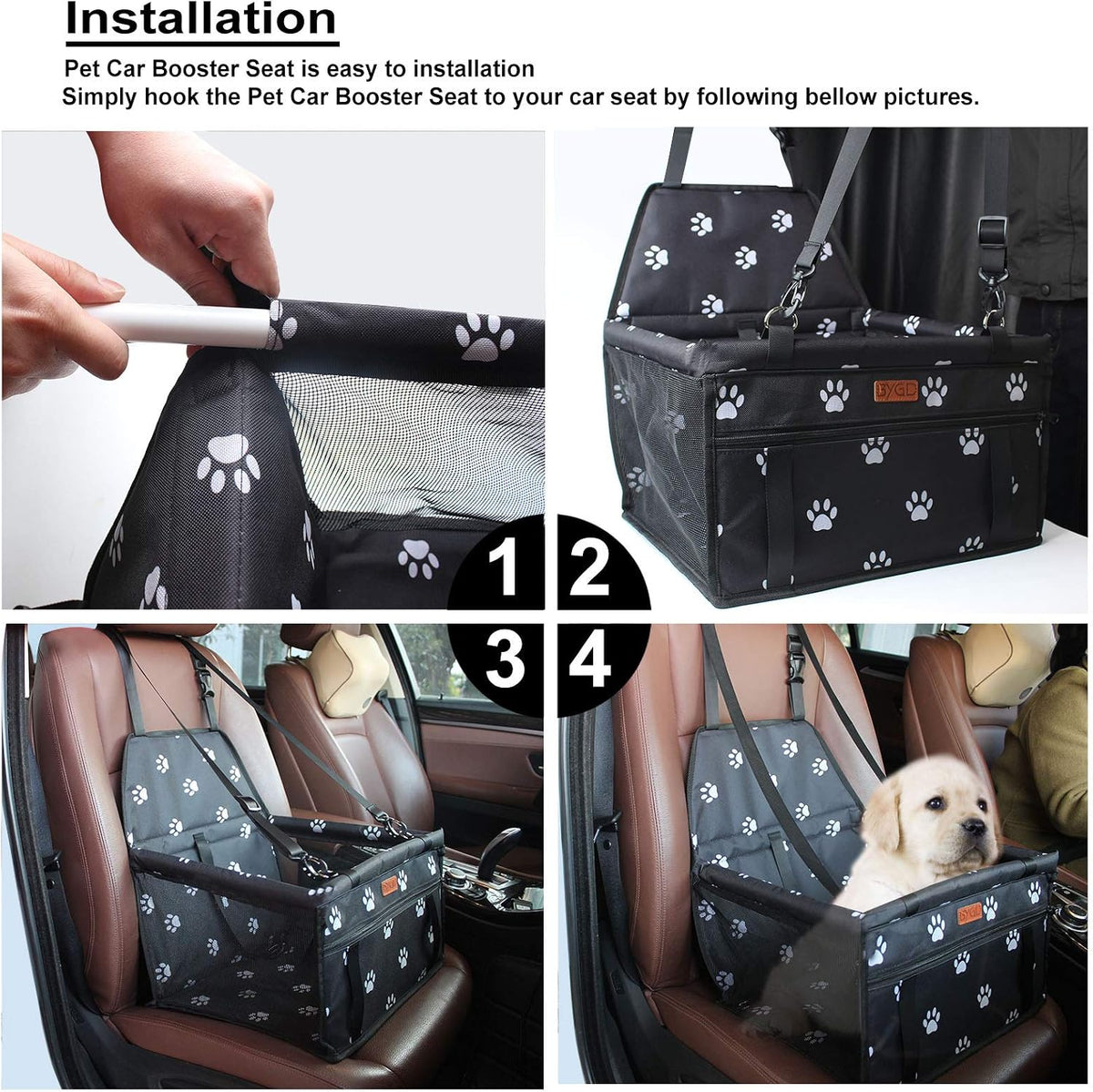 Portable Pet Dog Booster Seat for Small and Medium Pets – Essentials for Dogs - Black and White - image 4