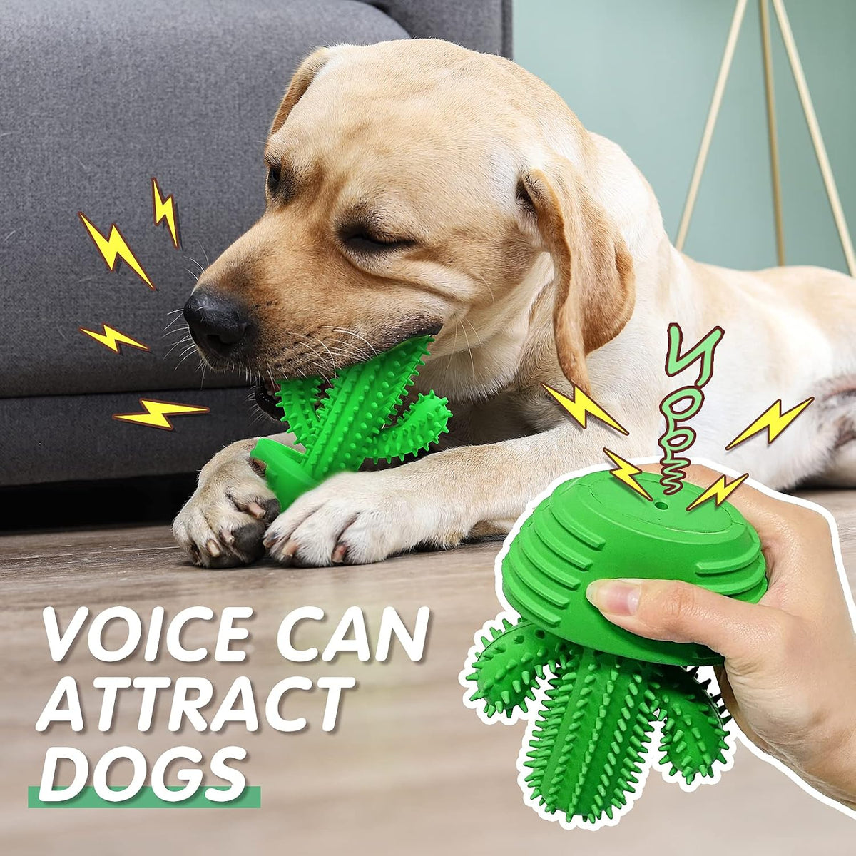 Cactus Dog Chew Toy for Aggressive Chewers - For Medium Dog / Green - image 3