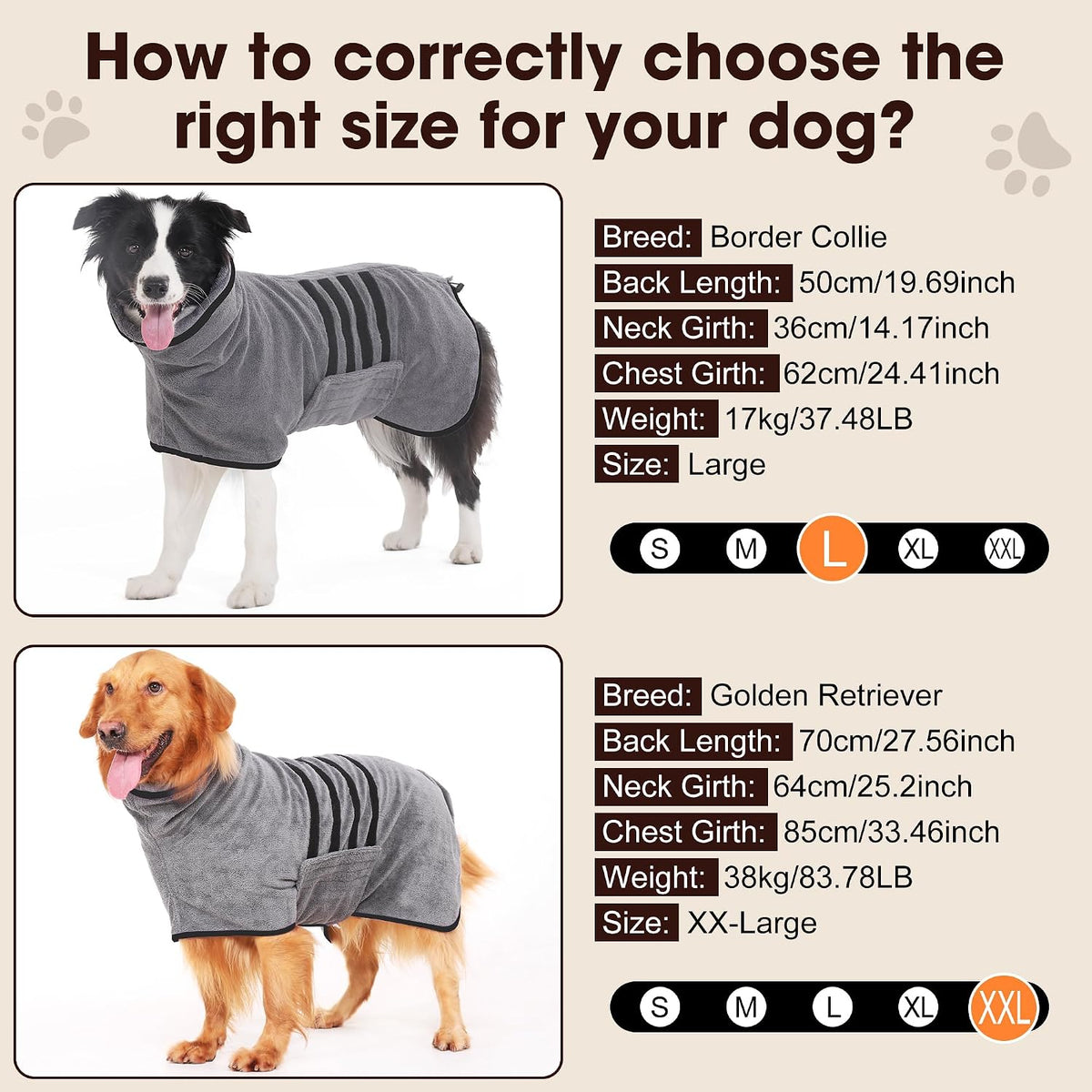 Microfiber Dog Bathrobe, Super Absorbent Dog Drying Coat – Essentials for Dogs - Black / Medium - image 2