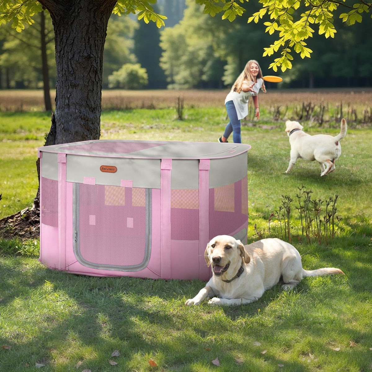 Foldable Pet Playpen, Cat & Puppy Playpen - Pink / 1 / Medium(32.3''×23.6''×21.6'') - image 2