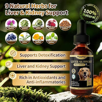 (2 Pack) Poppaw Milk Thistle for Dogs, 9-in-1 Liver & Kidney Support Drops with Artichoke, Resveratrol, Marigold Extract, Natural Detox Herbal Supplement for Liver Function, Bacon Flavor, 2 Oz