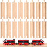 Liliful 16 straight 6 inch wooden train track pieces