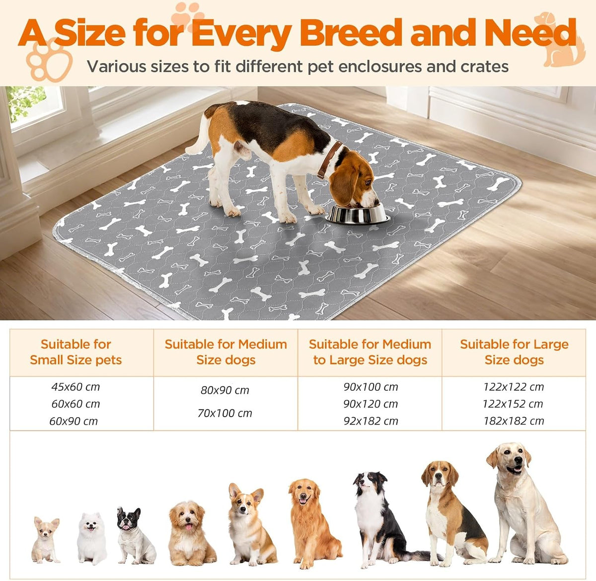 Washable Pee Pads for Dogs, 18"x24" - Gray / 72*72 Inch (Pack of 2) - image 3