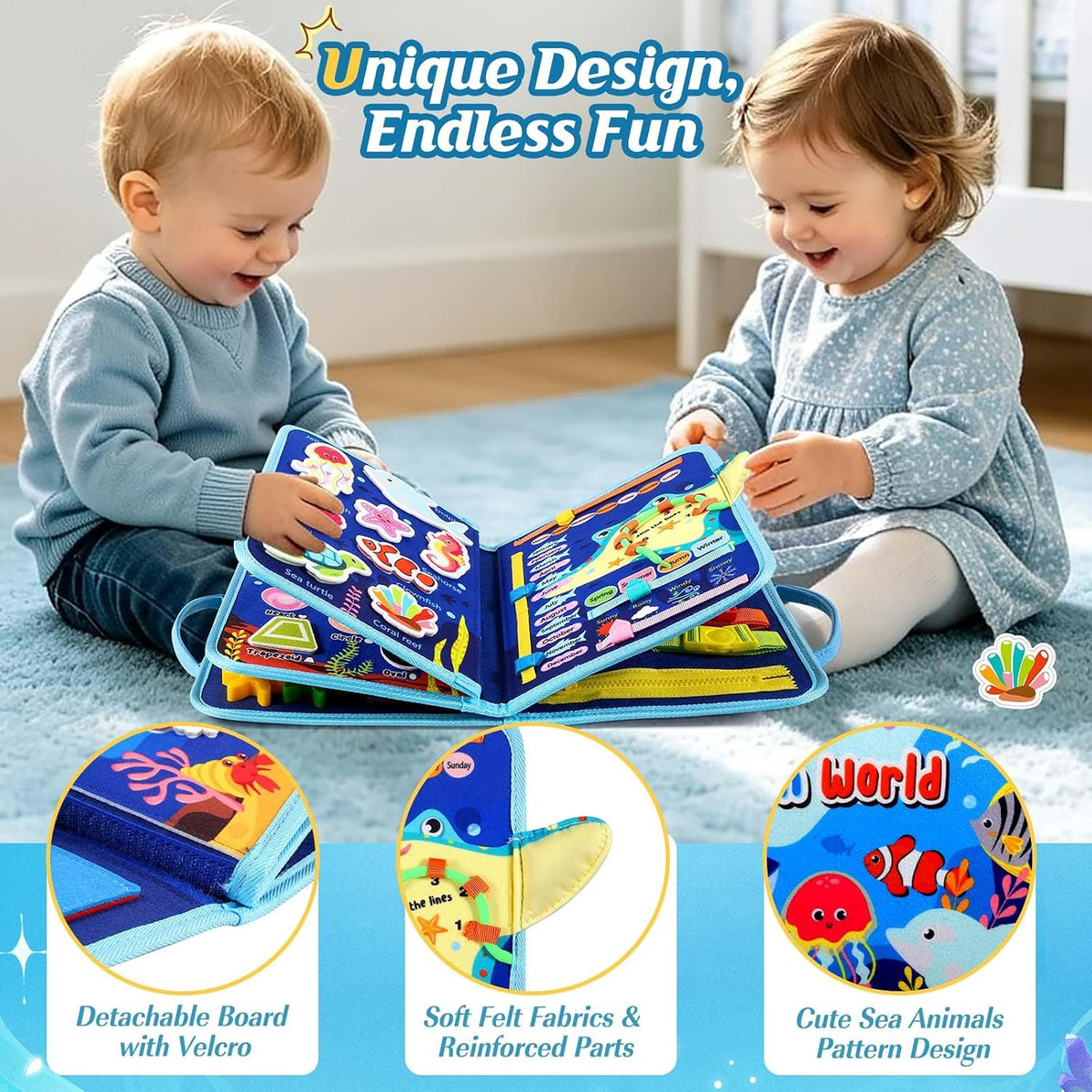 Winblo Toddler Busy Board - Blue - image 3