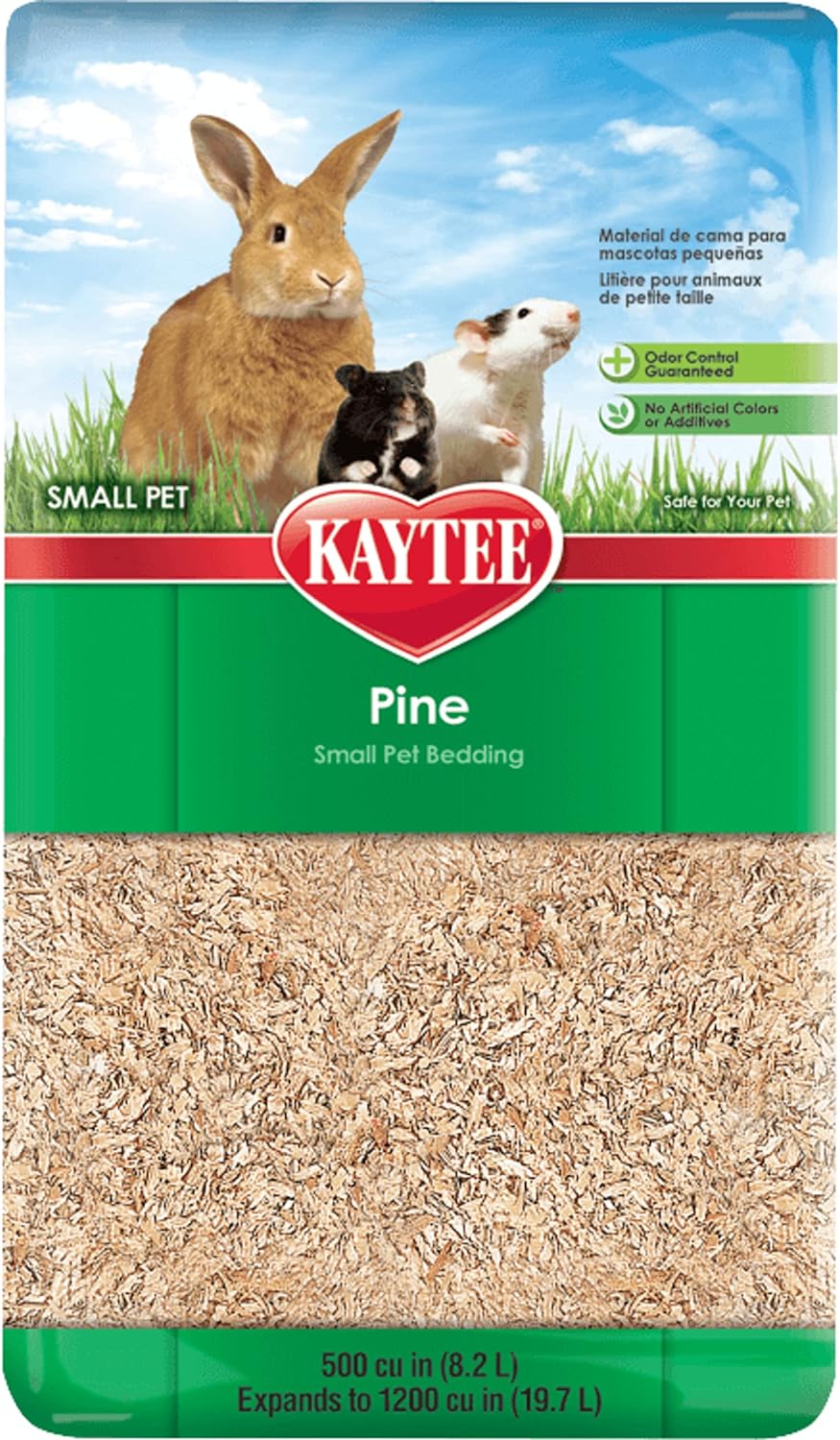 Kaytee Small Animal Pine Bedding for Guinea Pigs, Rabbits - 19.7 Liter / Tan