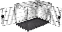Amazon Basics Portable, Foldable Metal Wire Small Dog Crate with Removable Tray, Divider Panel - 36.0"L x 23.0"W x 25.0"H / Double Door w/ Divider