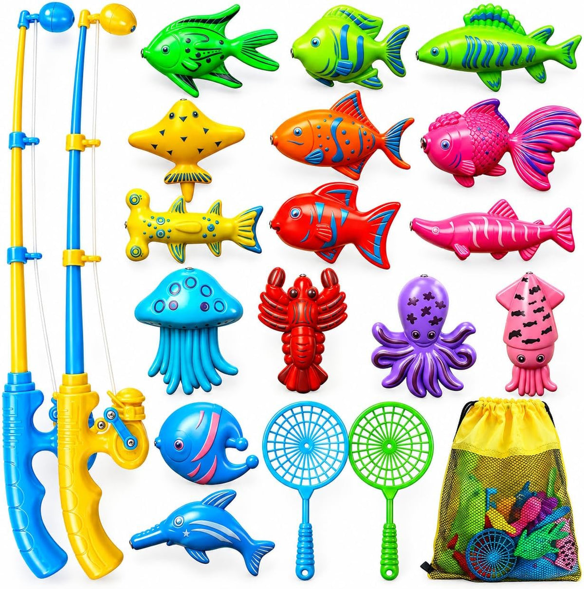 TOY Life Magnetic Fishing Game for Kids, Bathtub and Pool Toy - 2 Kids Fishing Pole