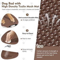 Upgraded Elevated Dog Bed with Canopy, Portable Raised Outdoor Dog Bed with Stable Anti-Slip Feet, Raised Wider Shade Pet Bed Cot for Large Dogs Camping, Indoor & Outdoor Use
