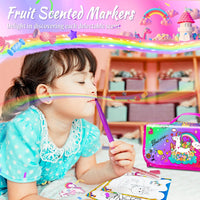 weirtoya 56 PCS Washable Scented Markers Set with Glitter Pencil Case - Colorful Unicorn - image 4