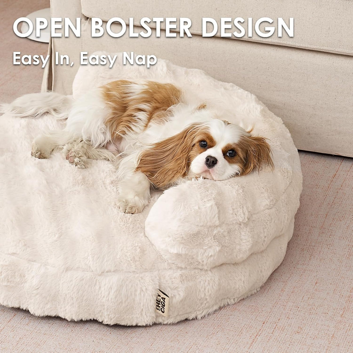 EHEYCIGA Soft Cat Couch Bed for Indoor Cats - 20"L x 20"W x 6.5"Th / Cream - image 2